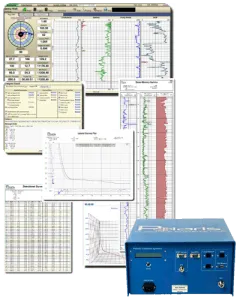 A blue box is surrounded by a bunch of papers and graphs