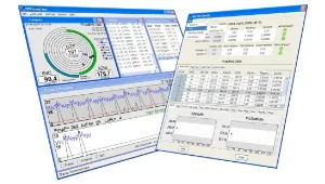 A bunch of computer screens with graphs on them