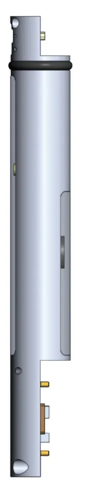 A drawing of a cylinder with a hole in the middle on a white background.