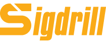 A blue and white logo for Sigdrill rentals